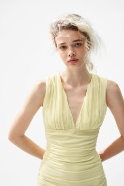 Vestido drapeado de gasa - H&m фото 6