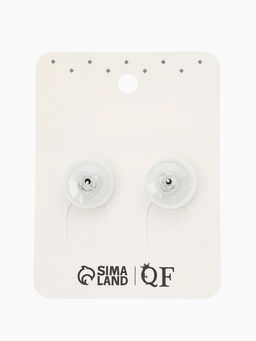 Серьги со стразами "Квадрат" 20*20мм, цвет белый в серебре