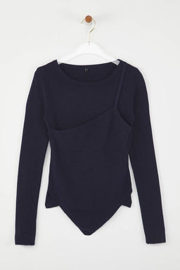 Lacivert Premium Iplik/Ozel Iplik Layer/Ic ice Gorunum Triko Body Kazak TWOAW26KZ00023 - Trendyolmilla фото 5