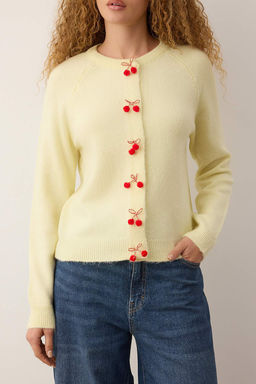 Lacivert Bisiklet Yaka Kiraz Aksesuar Detayl? Triko H?rka TWOAW26HI00141 - Trendyolmilla фото 7