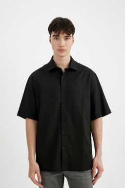 Relax Fit Tensel K?sa Kollu Gomlek