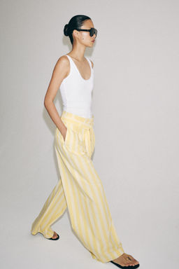PANTAL?N PIJAMERO RAYAS ZW COLLECTION / Amarillo - Zara фото 4