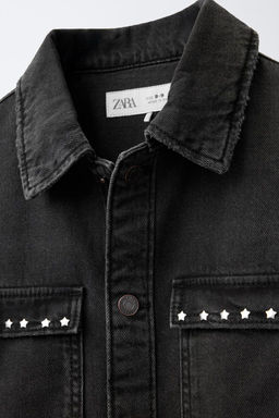 DENIM SHIRT WITH STAR STUDS - Zara фото 3