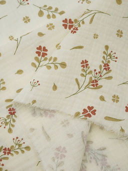Муслин двухслойный с эф.жатости Весенний миг (терракотовые цветочки), ш.1.4м, хл-100%, 120гр/м.кв - Купава фото 5