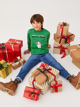 Bisiklet Yaka Y?lba?? Temal? Uzun Kollu Erkek ?ocuk Sweatshirt - Waikiki фото 2