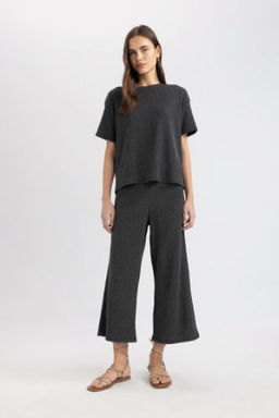 Wide Leg Genis Bol Paca Normal Bel Burumcuk Kapri Pantolon