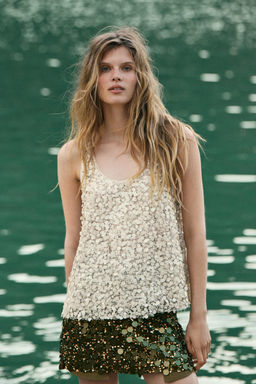 TOP TIRANTES LENTEJUELAS / Beige claro - Zara фото 2