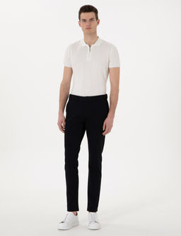 Siyah Slim Fit Beli Lastikli Kanvas Pantolon