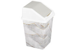 Ведро для мусора с подвижной крышкой 5 л 19*19*27 см квадратное Белый Мрамор (940556) - Elan gallery фото 8