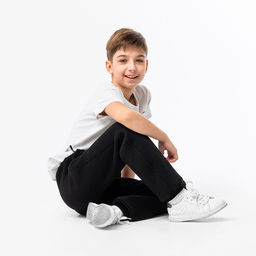 RODOS Брюки детские с начесом М-237 Чёрный/Васильковый