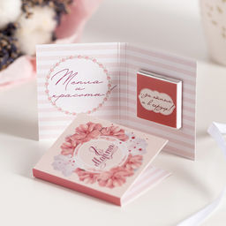 Цена за 2 шт Мини-открытка "8 марта (овал из розовых цветов)"