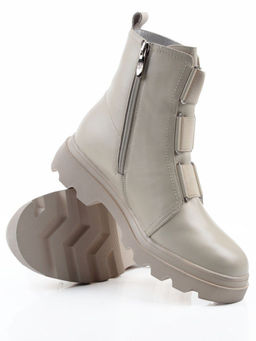 04-M2-706 BEIGE Ботинки зимние женские (натуральная кожа, натуральный мех)