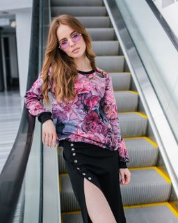 Свитшот с однотонными манжетами SWP180, джемпер - Sahar art lab фото 2