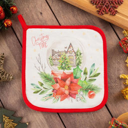Прихватка Christmas red flowers 19х19см, саржа, 100% х/л,ватин 250г/м2 - Этель фото 4