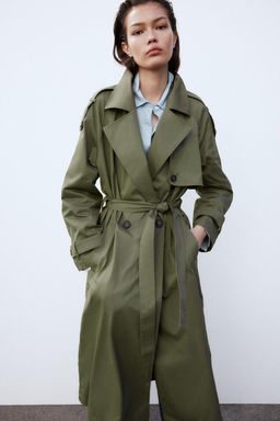 LONG DOUBLE-BREASTED TRENCH COAT WITH BELT - Zara фото 8