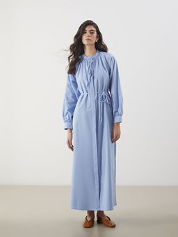 Ba?lamal? Yaka Poplin G?mlek Elbise