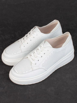 05-HY14-2D WHITE Кроссовки женские (натуральная кожа)