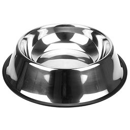 Миска для кормления животных из нержавеющей стали 1,5л, д29,5см, h6,5см, основание ПВХ (Китай)