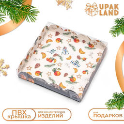 Цена за 5 шт. Коробка для печенья, «Мандарины», 15×15×3 см, Новый год