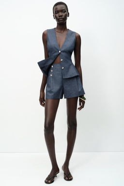 PEPLUM WAISTCOAT WITH LINEN