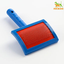 Пуходерка полукруглая Макси с каплями, 12 х 20 см, синяя