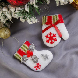 Мягкая подвеска Варежка и сапожок (набор 2 шт) 8 см, белый