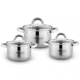 Набор посуды нерж. "Kelli" 3 пр со стекл. крышками, арт. KL-4246 (ШТРИХ КОД НЕ ЗАБИВАТЬ -ДЛ)