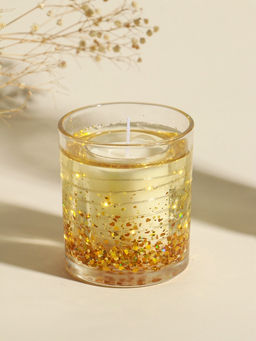 Свеча интерьерная в стакане с LED-подсветкой "Золотые звёздочки" 8х8х9 см