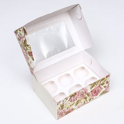 Цена за 2 шт. Коробка для 6 капкейков с окном, For you, 25?17?10 см