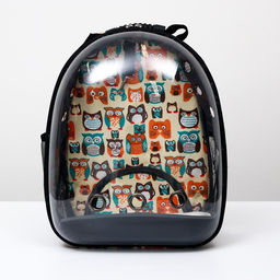 Рюкзак для переноски животных Совинные мордочки, прозрачный, 31 х 28 х 42 см - Пижон фото 10