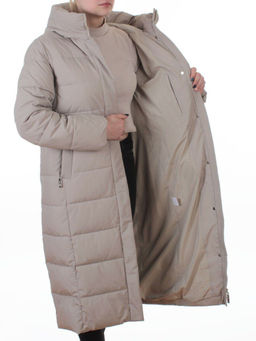 2338 DK. BEIGE Пальто зимнее женское (200 гр. холлофайбер) - Фабричный китай фото 7
