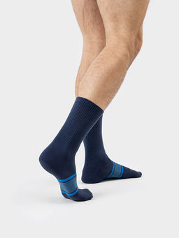 Цена за 5 пар! Носки мужские синие с рисунком в виде полосок на следу - Mark formelle фото 2