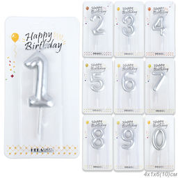 Свеча Цифра 6 серебро / KL-8 / 724939