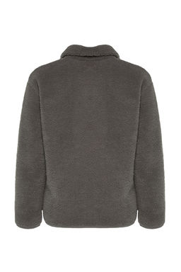 Winter Essentials Antrasit Kal?n Polar Fermuarl? Dik Yaka Cepli Orme Sweatshirt TWOAW24SW00071