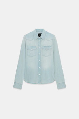 WASHED DENIM SHIRT ZW COLLECTION - Zara фото 6