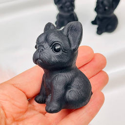 Фигурка резная из Обсидиана Французский бульдог - Радуга самоцветов фото 3