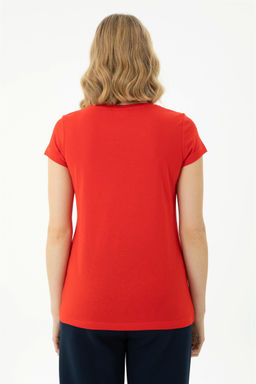 Женская красная базовая футболка - U.s. polo assn фото 12