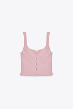 CREPE TOP WITH GEM BUTTONS - Zara фото 4