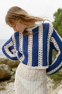 CROCHET KNIT CROP SWEATER - Zara фото 2