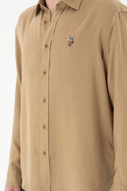 Мужская рубашка цвета хаки с длинным рукавом - U.s. polo assn фото 6