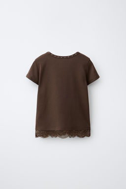 CAMISETA TACHAS BAJO LACE / Marr?n - Zara фото 2