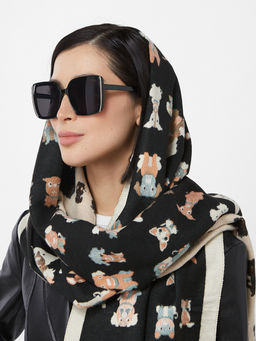 в составе ШЕРСТЬ и КАШЕМИР  Большой, мягкий, теплый двусторонний палантин с принтом. - Tantino фото 10