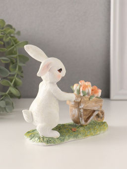 Фигурка полистоун Кролик везет тележку с тюльпанами, 13.5?6?12 см