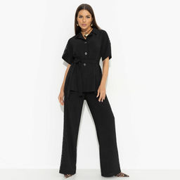 Брючный костюм с кружевными вставками, Престижная номинация (черный, 2 в 1, с поясом) - Charutti фото 7