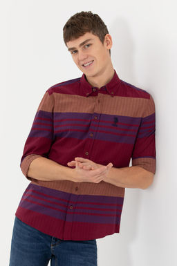 U. S. Polo Assn Мужская рубашка с длинным рукавом вишневого цвета