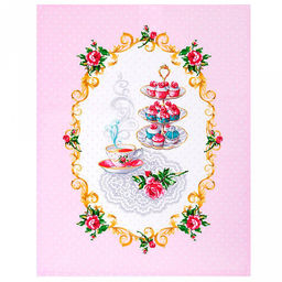 Полотенце кухонное рогожка 48х62см "Французский завтрак", 171г/м2, хлопок 100%, комплект 3шт, "Домашняя мода" (Россия)