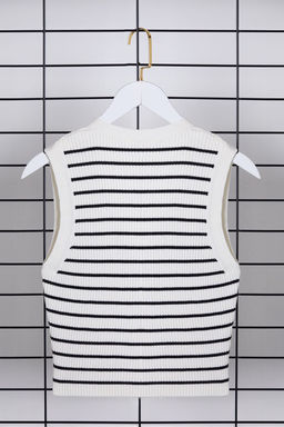 Ekru*001 Premium Iplik / Ozel Iplik Crop Yelek TWOSS24BZ00258