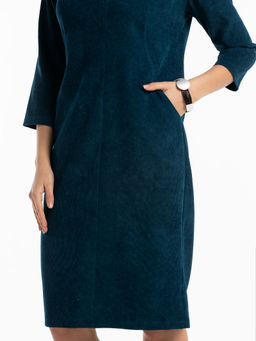 Платье вельветовое с воротником и карманами морская волна - Odis фото 9