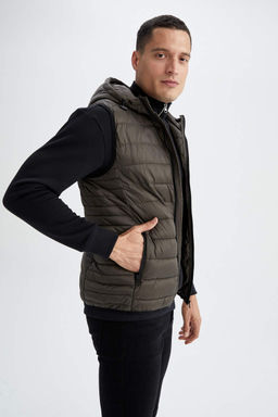 Водоотталкивающий легкий надувной жилет с капюшоном Slim Fit - Defacto фото 5