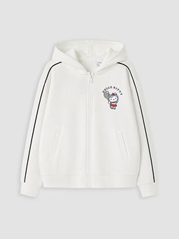 Hello Kitty Bask?l? K?z ?ocuk Fermuarl? Sweatshirt